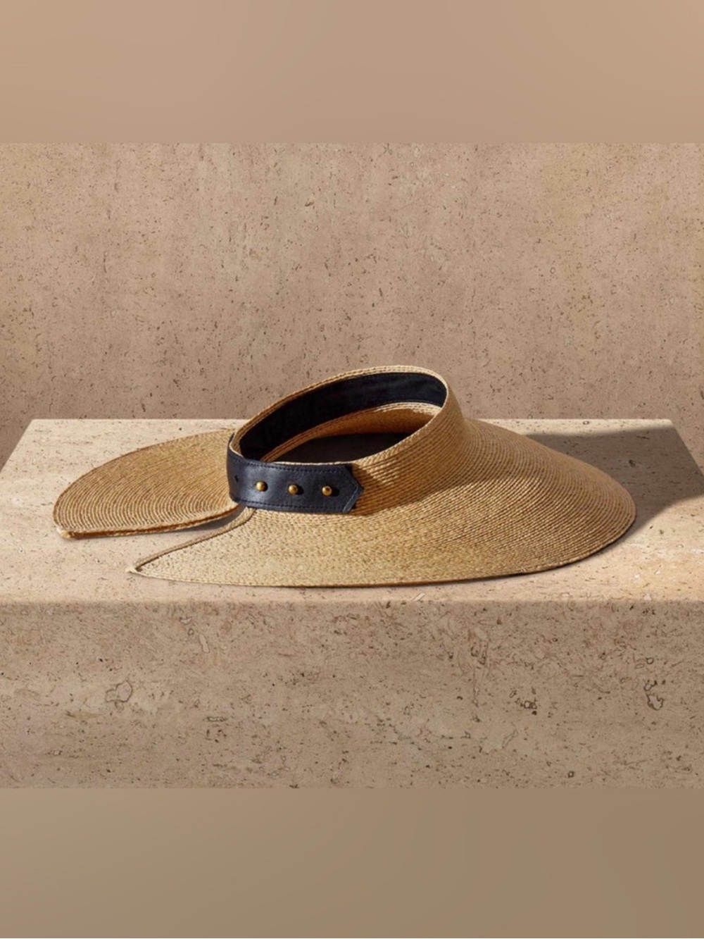 Janessa Leone Birdie Visor with Black leather trim